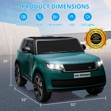 Load image into Gallery viewer, 24V Ride On Car, 2-Seater Licensed Land Rover with Parent Remote Control, 3 Speeds, Wireless Music, MP3 Player, Electric Car for Kids, Green
