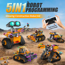 Load image into Gallery viewer, Robot Building Kit, App &amp; Remote Control Robot Toys for Kids, 5 in 1 High-Tech Remote Control Building Block Robot
