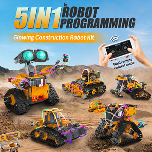 Robot Building Kit, App & Remote Control Robot Toys for Kids, 5 in 1 High-Tech Remote Control Building Block Robot