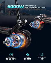 Load image into Gallery viewer, Electric Scooter for Adults with Seat, 60V 50MPH High Speed, 6000W Dual Motor 55Miles Long Range, 11&#39;&#39; Tubeless Tires
