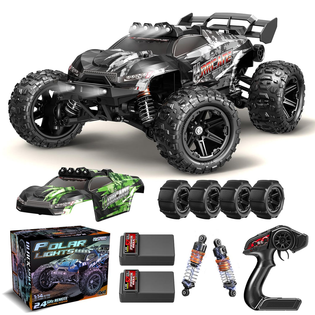 1:14 Scale All Terrain RC Cars for Adults & Boys (HS14323), Max Fast 40+ KPH, 4WD Off-Road RC Truck for Snow & Sand & Mud
