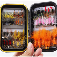 Load image into Gallery viewer, Fly Fishing Flies Assortment Kit Dry Wet Nyphms Tenkara Popper Streamer Woolly Bugger for Trout Bass Salmon Steelhead with Fly Box (Propeller Flies Kit 42pcs)
