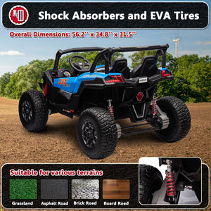 24V Ride On Toys for Big Kids 3-8 Years Old with Parent Remote Control, 4WD Electric Car with EVA Tires, Blue