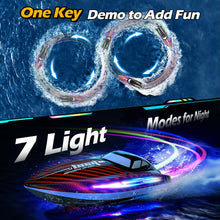 Load image into Gallery viewer, RC Boat 30KMH with 7Light Modes, Remote Control Electric Fast Speed Boat for Adults Kids 8-12 Lake Pool Water Play, Self-righting, Red
