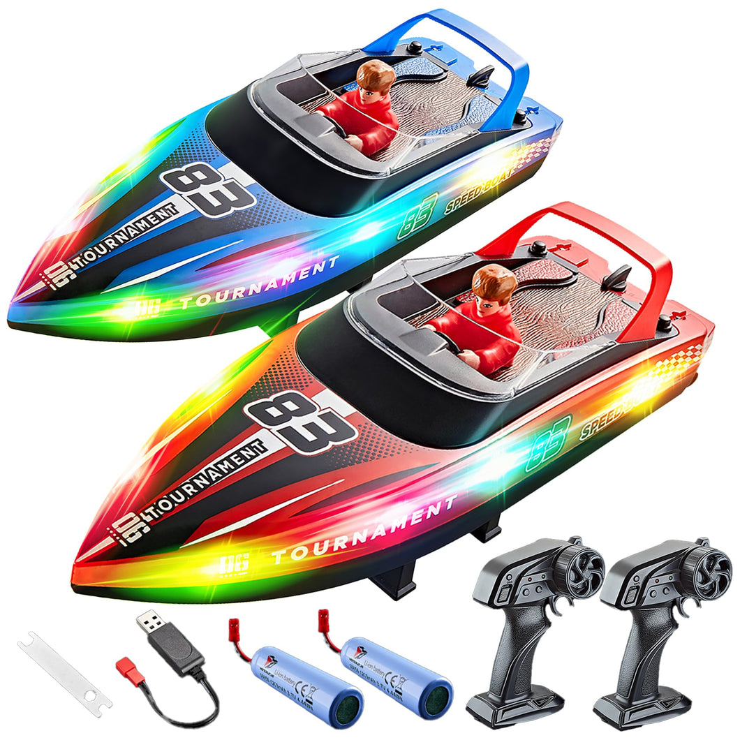 Remote Control Boat, 2 Packs 10 inch Fast Speed RC Boat 15 KPH for Pools & Salt Water, Summer Toys for Adults and Kids