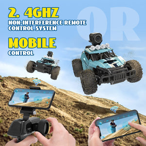 RC Cars DE36W Remote Control Car with 1080P HD FPV Camera, 1/16 Off-Road High Speed Monster Trucks for Kids Adults 60 Min Play