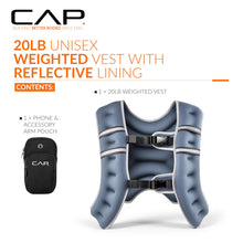 Load image into Gallery viewer, CAP Weighted Vest for Women &amp; Men 20lb – Reflective Fitness Vest for Walking, Running, Cardio, Rucking, &amp; Strength Training, Blue
