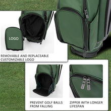 Load image into Gallery viewer, wosofe 14-Way Golf Cart Bag, Waterproof PU Leather, Green/Grey Vintage
