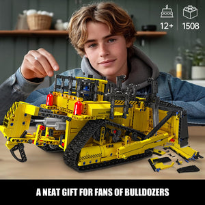 Bulldozer, App-Controlled 2.4G RC Bulldozer Truck Construction Vehicle Toys with Engines, DIY Engineering Model Sets for Adults/14+(1508 Pieces)