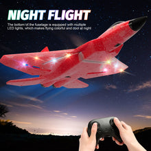 Load image into Gallery viewer, Remote Control Plane F-22 Raptor, 2.4Ghz Rc Airplane with Smart Gyro/LED Lights/3 Rechargeable Batteries, Jet Fighter Toy (Red)
