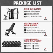 Load image into Gallery viewer, JELENS Home Gym System, 150LB Weight Stack Smith Machine (Black, 370LBS Black Weights Package)
