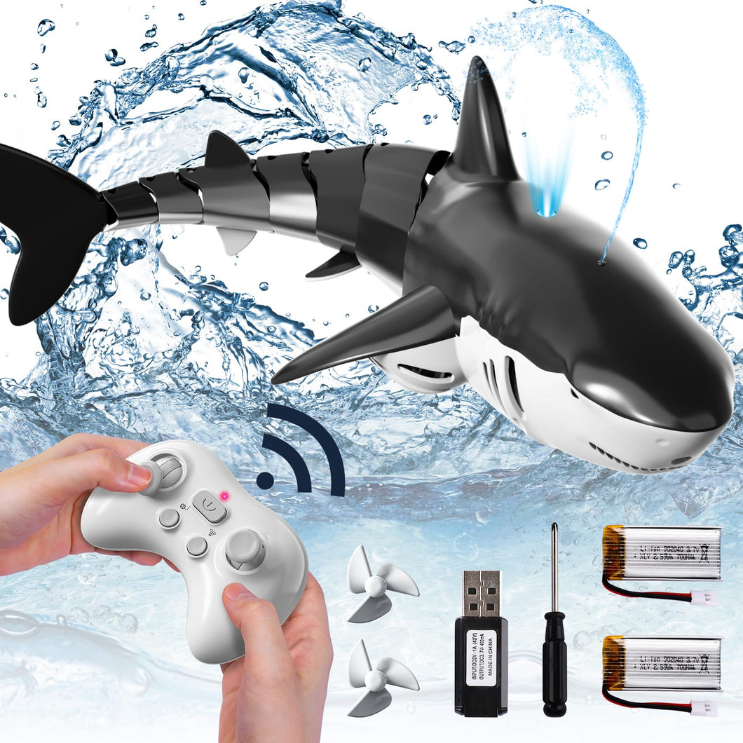 2.4Ghz Remote Control Shark Toys for Boys Kids, 1:18 Scale High Simulation Shark for Pool, Electric RC Shark Fish Toys