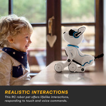 Load image into Gallery viewer, Top Race Rechargeable Robot Dog- Interactive Smart Robo Dog for Kids Ages 5-7 - Programmable with Remote Control (White)
