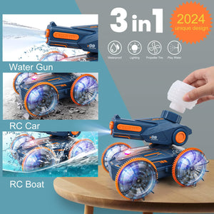Amphibious Remote Control Car - Stunt Toy for Kids Ages 6-8-12, Water & Land 4WD with Gesture Sensing, Lights