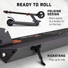 Load image into Gallery viewer, Electric Kids Scooter, Boys &amp; Girls Ages 13+, Max Rider Weight Up to 175lbs, Top Speed of 15.5MPH, Kickstand, Grey/Orange
