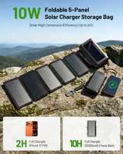 Load image into Gallery viewer, SISIXILE Solar Charger Power Bank Pack: 20000mAh Wireless Portable Charger with 10W Foldable 5 Panels Storage Bag,Hand Crank Emergency &amp; 20W PD Fast Charging External Battery for Camping Travel
