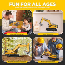 Load image into Gallery viewer, 21&quot; Large Remote Control Excavator Toy with Metal Bucket &amp; Dozer Blade, 15-Channel RC Excavator Toys, 120+Mins/Spray/Sound/Light
