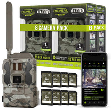 Load image into Gallery viewer, TACTACAM Reveal Ultra Cellular Trail Camera – 4K Photo, 1080P Video, Live Streaming, GPS, Low-Glow/No-Glow Flash, LTE – Includes 32GB SD Cards (8PK)
