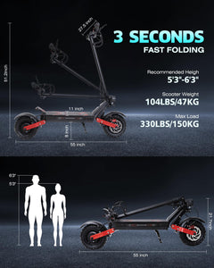 Electric Scooter for Adults with Seat, 60V 50MPH High Speed, 6000W Dual Motor 55Miles Long Range, 11'' Tubeless Tires