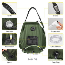 Load image into Gallery viewer, Portable Camping Bathroom Shower Tent Kit, Outdoor Pop Up Privacy Changing Tent with 5 Gallon Shower Bag-(Nozzle Upgraded) (Green)
