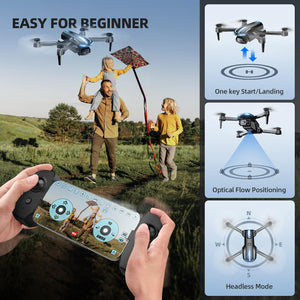 Drone with Camera 1080P HD FPV Foldable Mini Drone for Beginners Kids Adults, Drone with One Key Take Off/Landing, Gesture Selfie