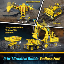 Load image into Gallery viewer, Robot Building Kits, 5-in-1 Stem Toys for Boys Age 8-14, APP &amp; Remote Control Excavator Kids Construction Toys
