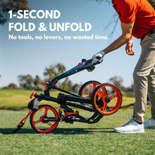 Load image into Gallery viewer, Qwik-Fold 3-Wheel Golf Push Cart with Foot Brake - Silver
