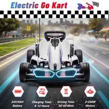 Load image into Gallery viewer, 24V 9AH Electric Go Kart with Adjustable Seat  2 * 200W Motors, Drift Mode and 2 Speed, Licensed BMW (White)

