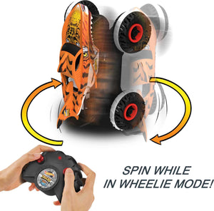Hot Wheels RC Toy, Remote-Control Monster Trucks Unstoppable Tiger Shark in 1:15 Scale with Terrain Action Tires