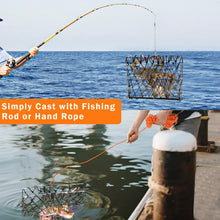 Load image into Gallery viewer, QualyQualy 17.9" Large Castable Crab Trap Kit Foldable Crabbing Net w/Rope
