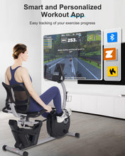 Load image into Gallery viewer, Kawnina Recumbent Exercise Bike, Recumbent Bike for Home with Smart Workout APP -Black
