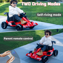 Load image into Gallery viewer, 12V Electric Go Kart for Kids, Electric Pedal Kart with Remote Control, Music, Lights, Accelerator and Brake (White)
