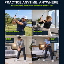 Load image into Gallery viewer, FODESAN Retractable Golf Swing Trainer, Training Aid with Grip Trainer, Swing Mechanics for Beginners &amp; Tempo Training for Advanced, Click Feedback, Muscle Training, Indoor/Outdoor
