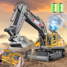 Load image into Gallery viewer, 17CH Remote Control Excavator Construction Toy for Boys - 2400mAh RC Excavator Toy with Metal Shovel/Spray/Lights/Sounds
