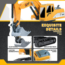 Load image into Gallery viewer, Remote Control Excavator Toys, 1: 24 Engineering Digger Truck for Boys with Metal Shovel Lights Sounds, Turns 680 Degree, 2.4 GHz Construction Toys
