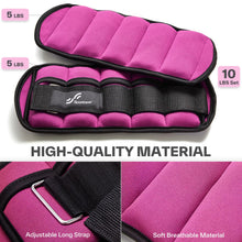 Load image into Gallery viewer, Sportneer Adjustable Ankle Weights Set - 1 Pair (2-10 lbs) Removable Sandbags -Pink
