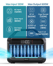 Load image into Gallery viewer, Portable Power Station 288Wh LiFePO4 Battery, 600W Power Bank with AC Outlet Fast Charging 8.4LB Lightweight Solar Generator with Multi-Port Output for Outdoor Camping, Travel, and Emergency Backup
