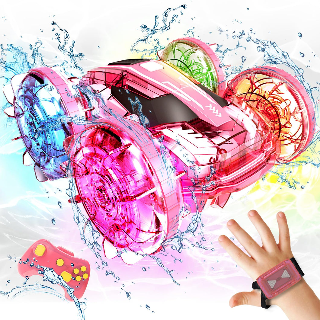 Amphibious Remote Control Car Boat for Kids, 4WD RC Stunt Car with Waterproof Remote Control, 2.4GHz Gesture RC Cars