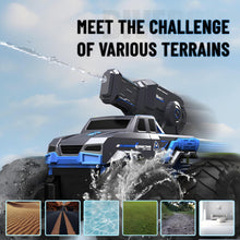 Load image into Gallery viewer, 1:16 4WD Remote Control Monster Truck All Terrain Amphibious RC Car Boat with Water Spray Gun Two Batteries Waterproof
