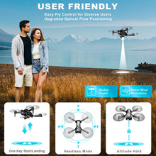 Load image into Gallery viewer, Mini Drone with Camera for Kids Adults-1080P FPV Camera Foldable Drone with Stable Altitude Hold, Gestures Selfie, Waypoint Fly, 2 Batteries
