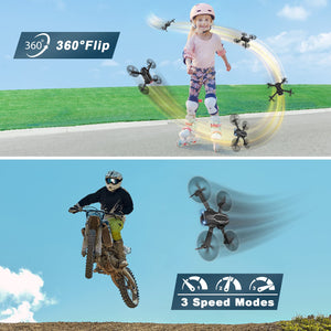 Mini Drone with Camera for Adults Youth - 1080P HD FPV Camera Drones with 90° Adjustable Lens, Gestures Selfie, One Key Start, 360° Flips