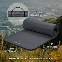 Load image into Gallery viewer, Retrospec Solana Yoga Mat 1" Thick With Nylon Carry Strap for Men &amp; Women - Non Slip Exercise Mat for Home Yoga, Pilates, Stretching, Floor &amp; Fitness Workouts
