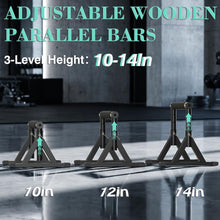 Load image into Gallery viewer, 10-14'' Wooden Parallel Bar and Dip Bar with Adjustable Height and Non-Slip Handles
