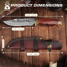 Load image into Gallery viewer, DRACHENADER 10.6" VG10 Damascus Hunting Knife, Handmade 67-Layer Fixed Blade with Horizontal Carry - Ideal Gift for Men
