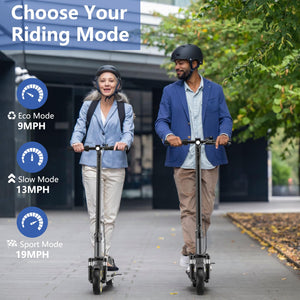 Electric Scooter Adults, 19MPH Top Speed, 19 Miles Range, 8.5" Solid Tires, Folding E-Scooter with Dual Braking Dual Suspension