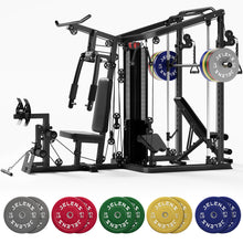 Load image into Gallery viewer, JELENS Home Gym System, 150LB Weight Stack Smith Machine -(Black, 260LBS Colored Weights Package)
