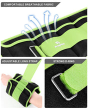 Load image into Gallery viewer, Adjustable Ankle Weights 1-5 LBS Pair with Removable Weight for Jogging, Gymnastics-Green
