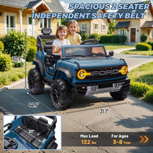 Load image into Gallery viewer, 2 Seater Ride On Car for Kids, 24v Licensed Ford Bronco Raptor Electric Power Ride On Truck Toy with Remote Control - Blue
