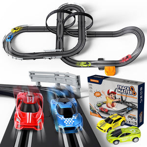 Car Race Track Sets for Boys Kids, Battery or Electric Race Car Track with 4 High-Speed Slot Cars and 2 Hand Controller