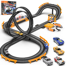 Load image into Gallery viewer, Slot Car Race Track Sets with 4 Slot Cars, Electric Race Car Track Include Slope Circular Overpass Track, Dual Racing Game
